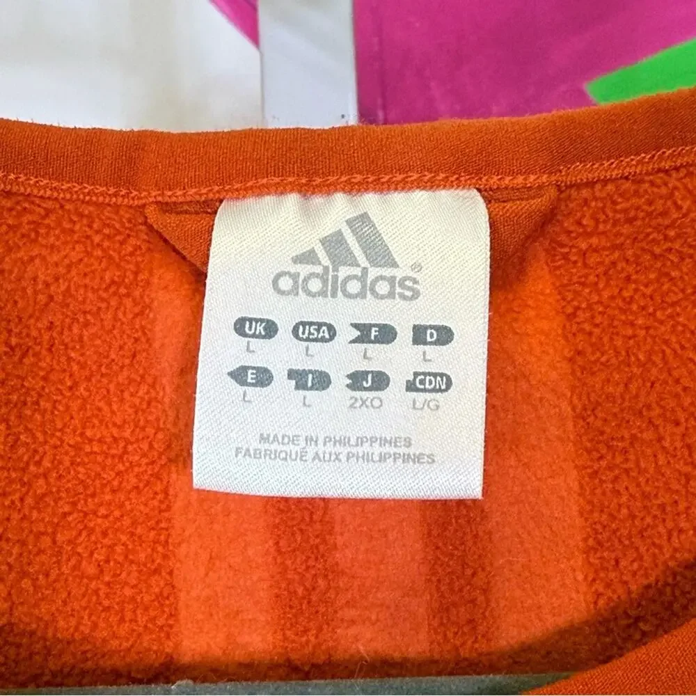 Adidas Orange Long Sleeve Fleece Casual Comfort. Size Large. Excellent condition